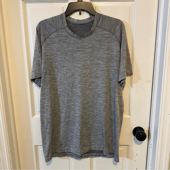 LULULEMON SLTE/WHT Grey White Metal Vent Tech SS Top Shirt Men’s XL - Picture 2 of 11